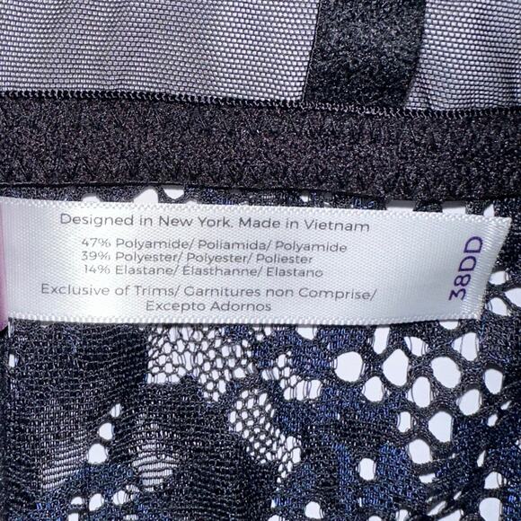 Adore Me Black Navy Lace Pacchi Contour Demi Longline Bra Size 38DD - Picture 10 of 15